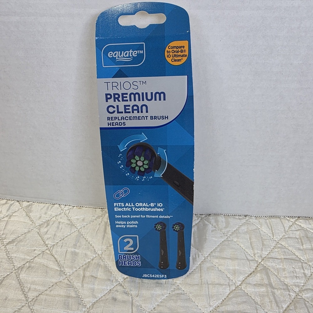 Equate Trios Premium Clean Replacement Brush Heads 2 Pack Fits All Oral-B Brush